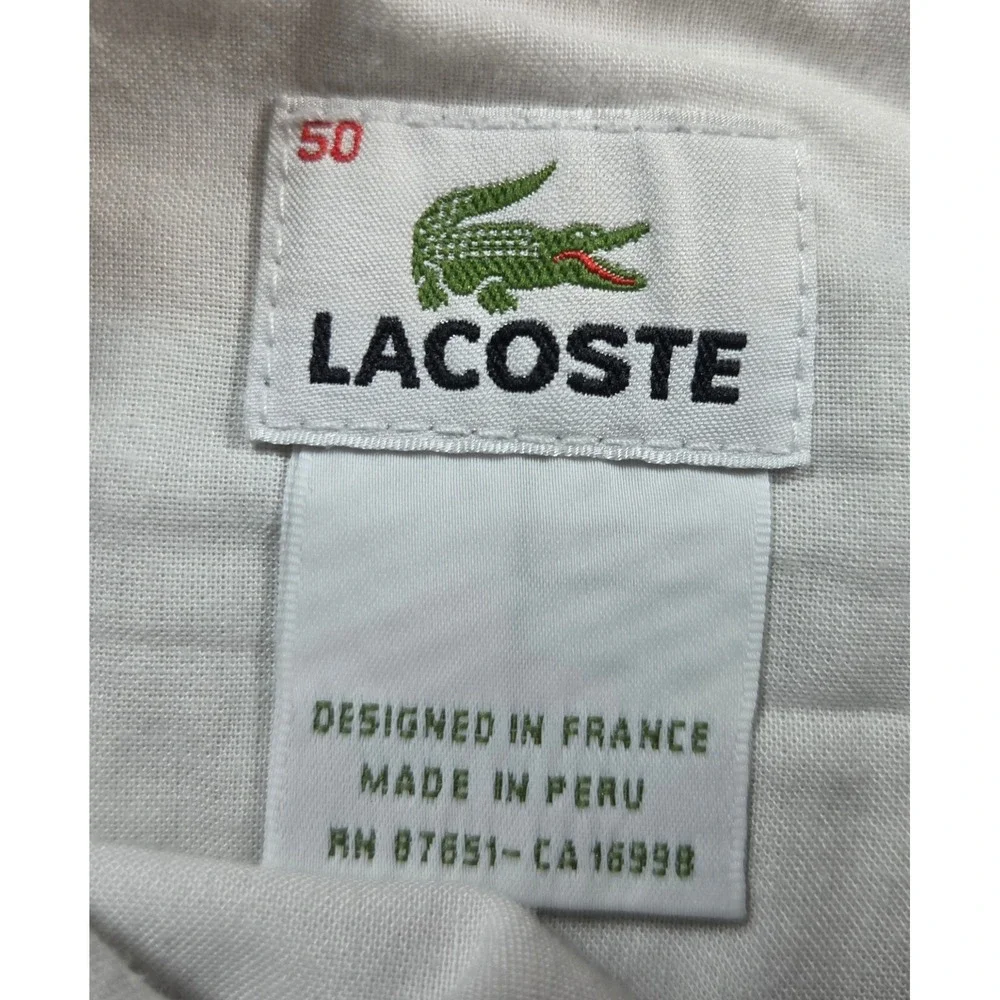 Lacoste Mens Chino Shorts Size 50 Stone Beige Cotton Twill Flat Front Casual